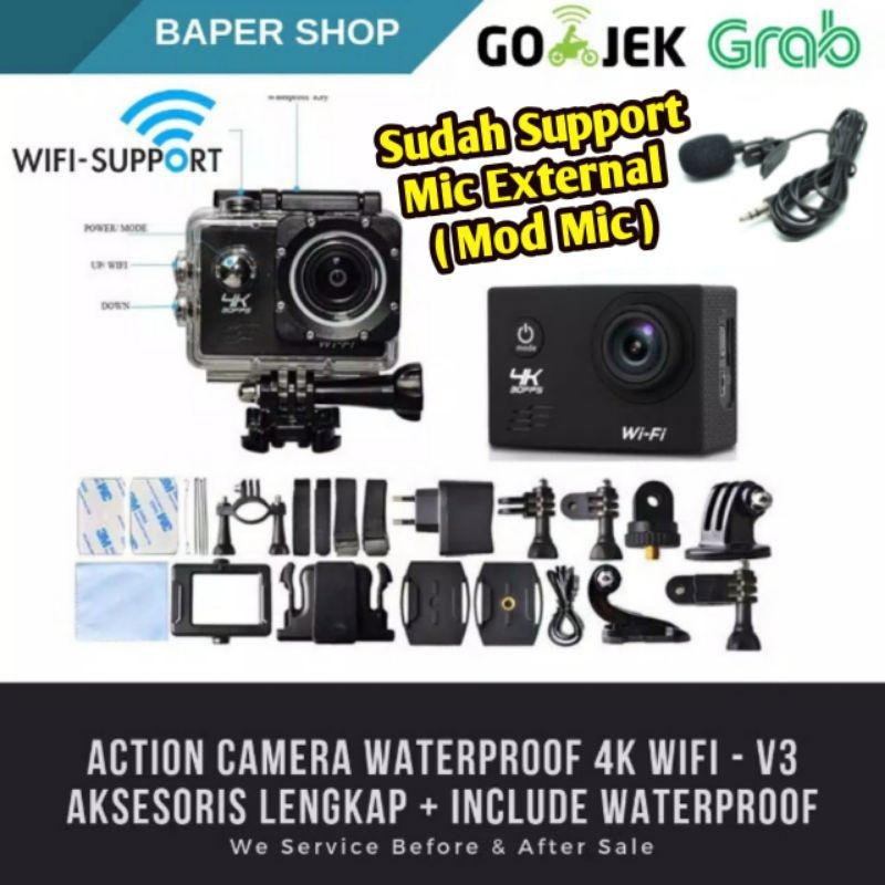 ACTION CAMERA 4K WIFI KOGAN SUDAH MODIF MIC EXTERNAL