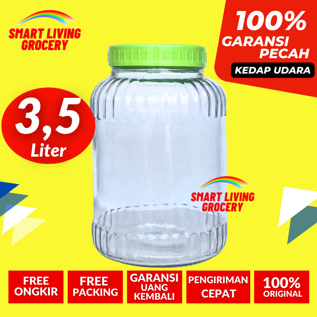 TOPLES KACA KEDAP UDARA 3,5 LITER TOPLES BOTOL JAR TEMPAT WADAH PENYIMPANAN KEDAP UDARA LEBARAN TUTU