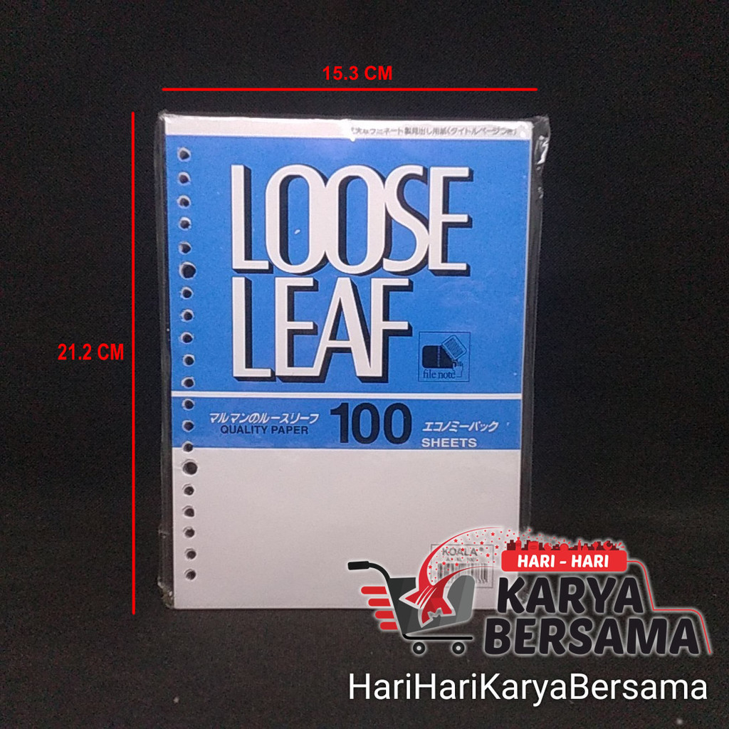 

KOALA LOOSE LEAF A5 KERTAS BINDER POLOS ISI 100 SHEETS