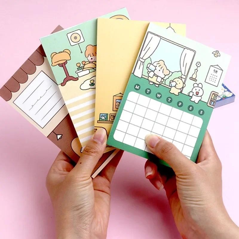 

1pack Adhesive Stationery Large Size Memo Sticky Notepad Plan Sheet Bookmark Label Plan Office School Supplies Girl Cartoon