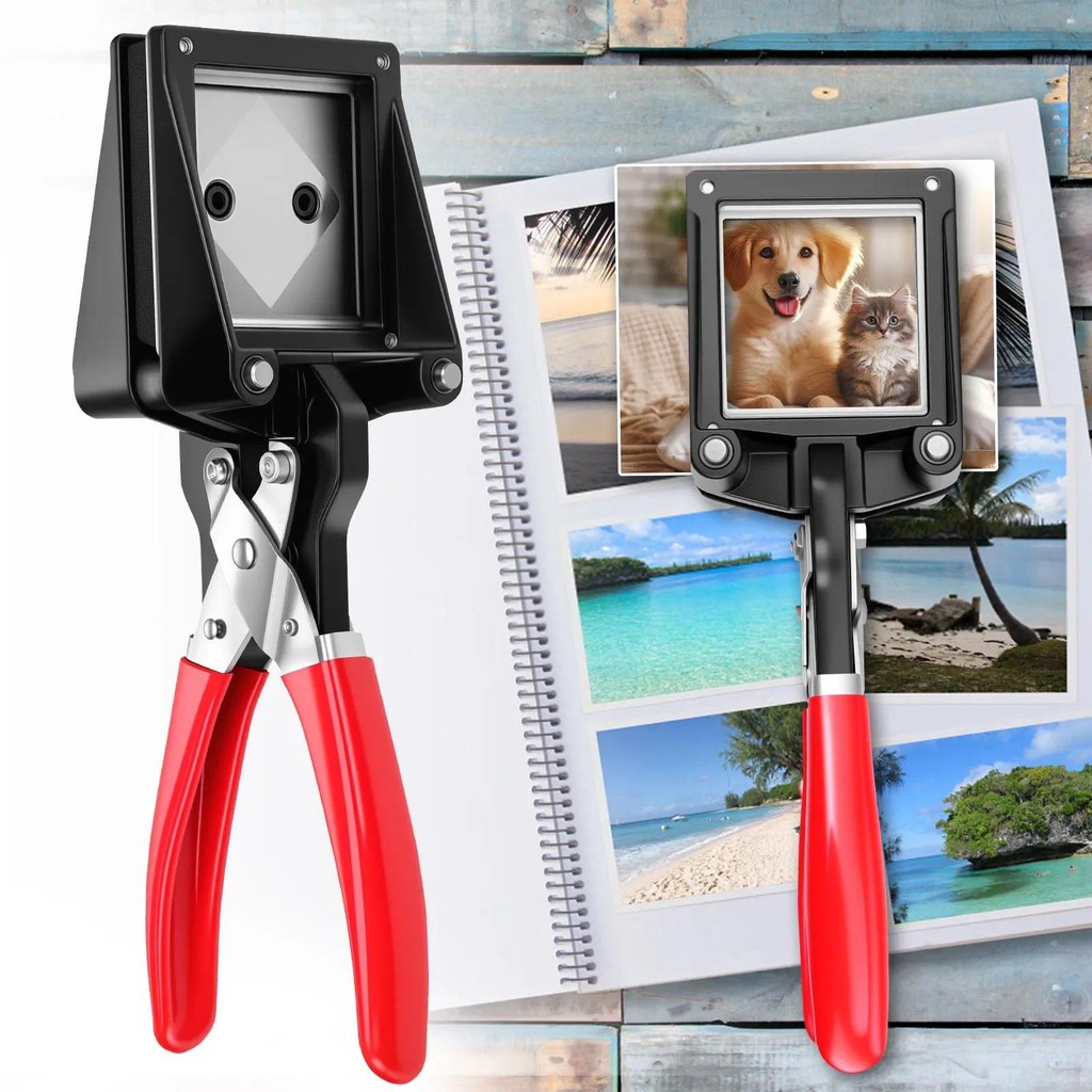 

Handheld Passport Photo Cutter Easy to Use Versatile Black Metal Photo ID Die Cutter Portable Punch Picture Cutter for Office