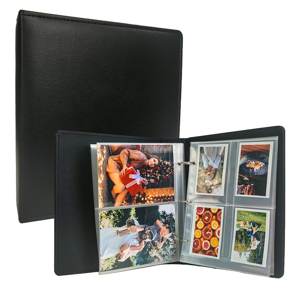 

PLRBOK A5 Premium PU Leather 3-Ring ert Photo Album - Matte Textured Binder Cover,Single-Sided Transparent PP Plastic Sleeves