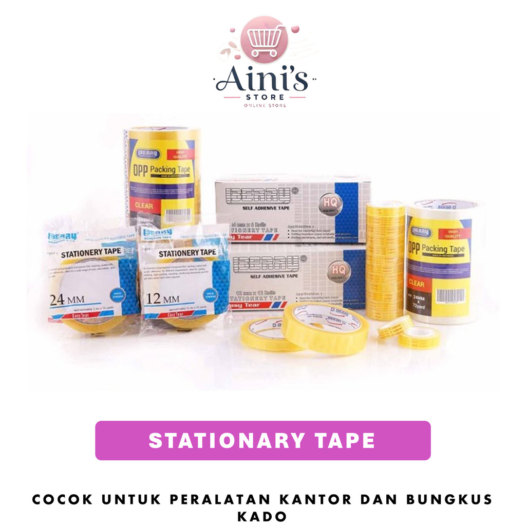 

Stationary Tape Isolasi Lakban Berry Tape Selotip Kecil Stationery Tape Easy Tear 12mm 24mm Isolatip Bening