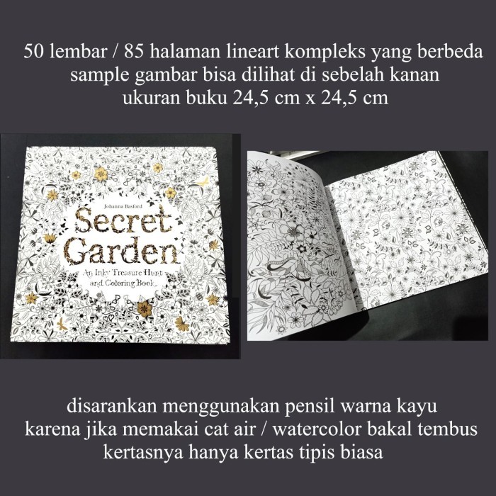 coloring book buku mewarnai lineart kompleks dewasa secret garden