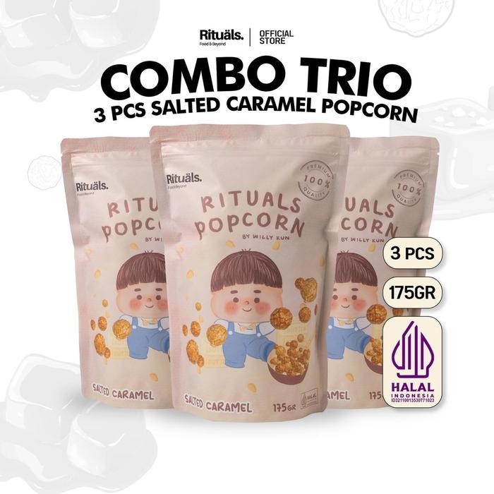 

[Combo 3 Bungkus] Salted Caramel Popcorn 175gr Ukuran Large - Snack Jagung Cemilan Crispy by Rituals Food