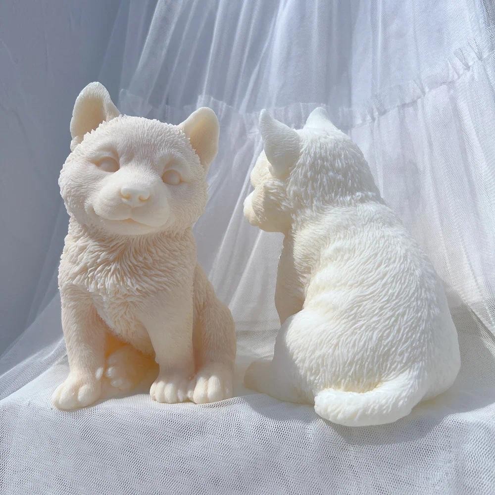 

Siberian Husky Sled Dog Puppy Candle Mold Animal Puppies Soy Wax Silicone Mould Dog Lover Home Decor