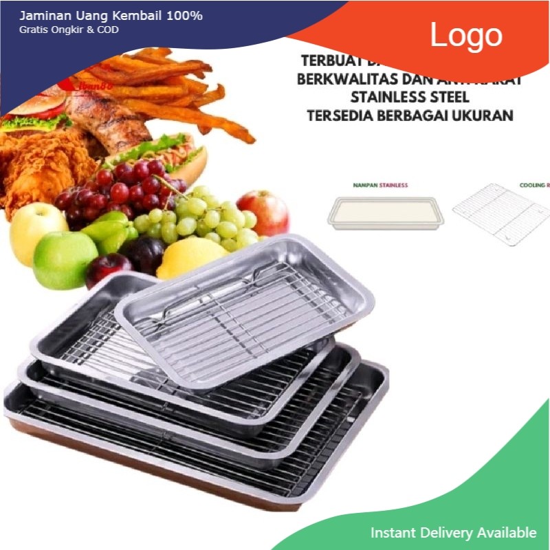 Peniris minyak estetik / Set Cooling Rak Dan Nampan Wadah minyak Makanan Gorengan Stainless Steel wa