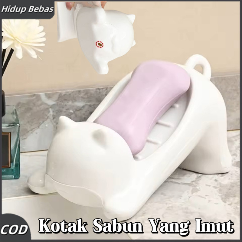 Kotak Sabun Plastik Kucing Kartun Tempat Kotak Sabun Batang Travel Kotak Wadah Sabun Batang Mandi Ba