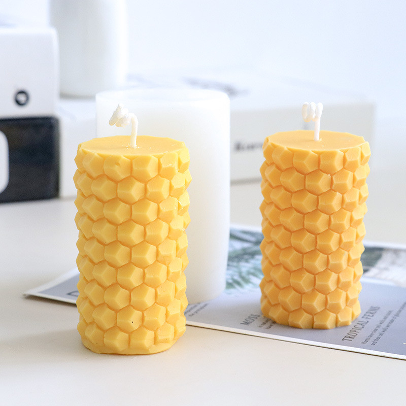 

3D Honeycomb Cylindrical Silicone Candle Mold DIY Handmade Soap Plaster Resin Making Supplies Home Gift Desk Decorative Artifact