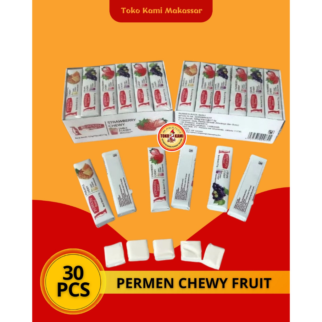 

Chewy fruity milk candy pak isi 30pcs @17,5gr hi-chew anggur jeruk strawberry nanas aneka buah