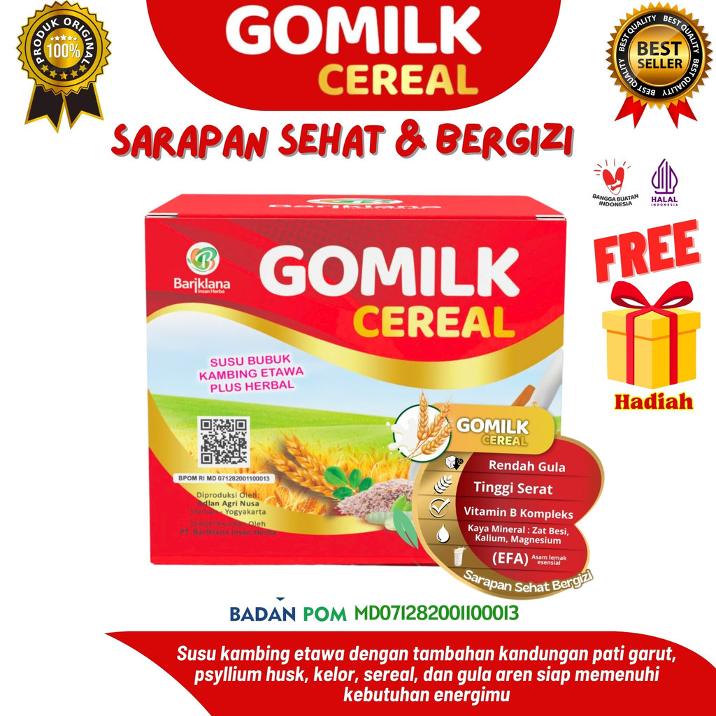 

Gomilk Cereal Plus Gula Aren 1 Box isi 10 Sachet Netto 250gr