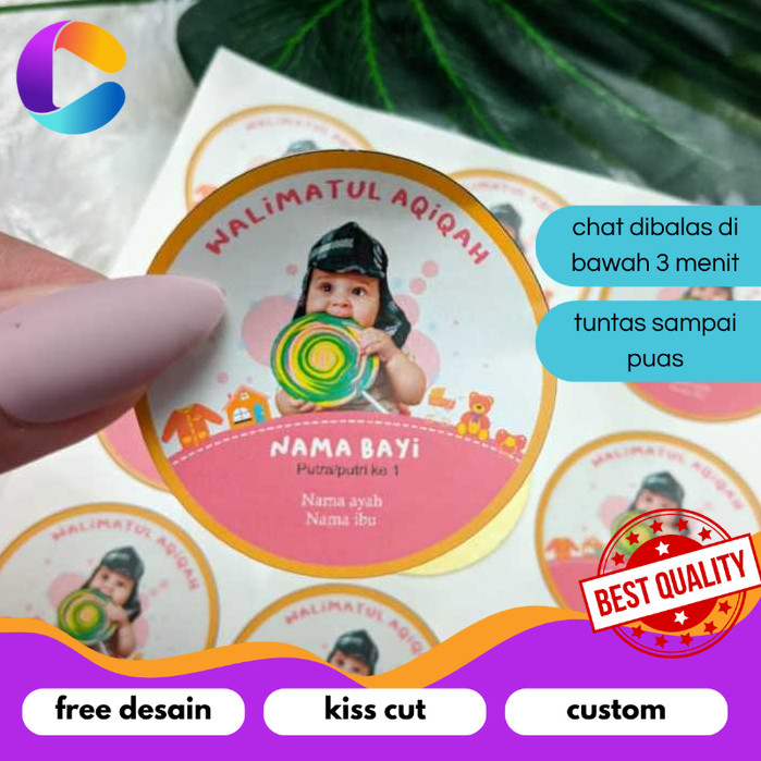 

Cetak INC 2-4 Stiker Bulat Label Tasyakuran Aqiqah Sticker Nama Anak Bayi Ucapan Kelahiran Akikah