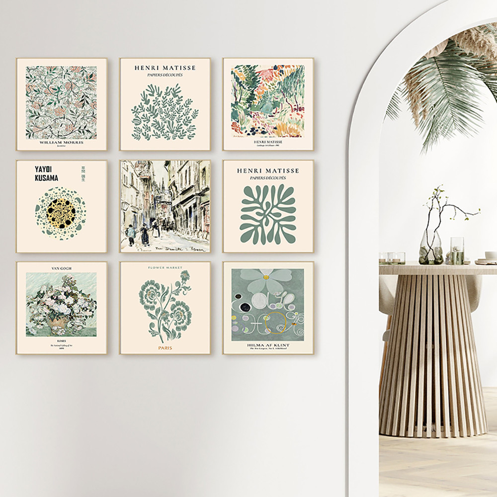 

Square Green Matisse Yayoi Art Poster Wall Cnavas Print Modern Home Decor Eclectic Neutral Vintage Painting Abstract Room Mural