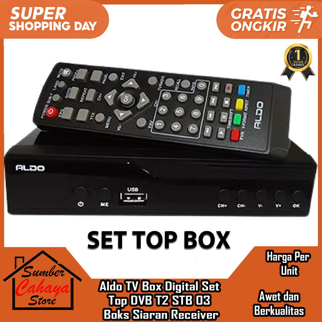 Aldo TV Box Digital Set Top Bok DVB T2 STB 03 Boks Siaran Receiver Analog Penerima Sinyal Analok Res