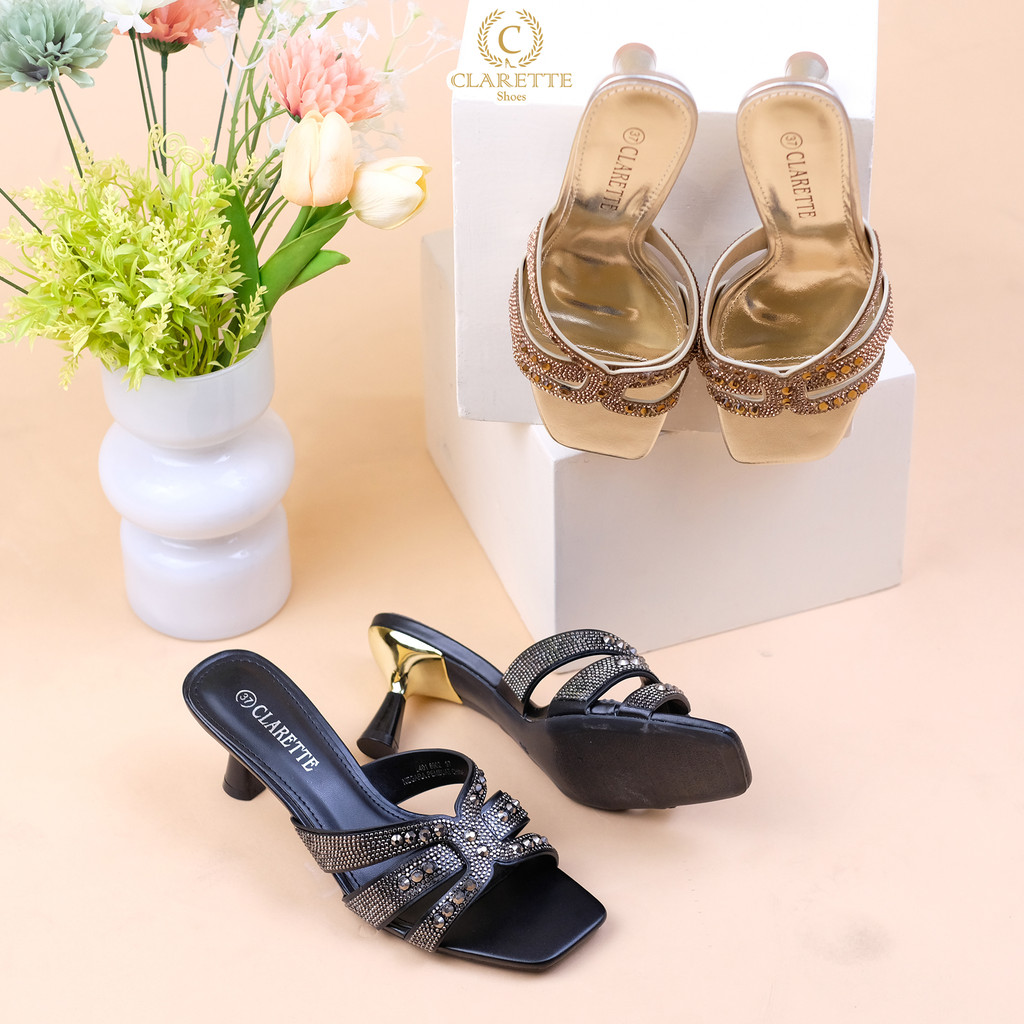 CLARETTE Beryl Heels 5CM Sandal Wanita High Heels Swarovski Heels 5CM