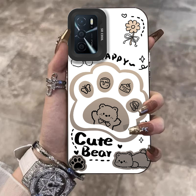 Nudesign Beruang yang lucu Simplified Sesuai untuk phone case OPPO a16 aesthetic a18 premium a5s one