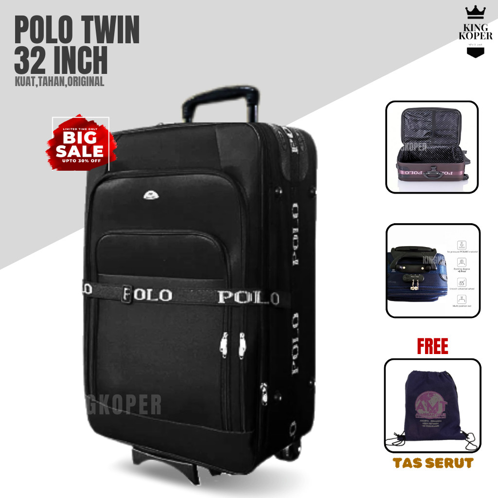 FLASH SALE/ Koper 32 inch Polo twin/koper jumbo/koper besar/koper bagasi/koper kain/koper 2 roda/kop