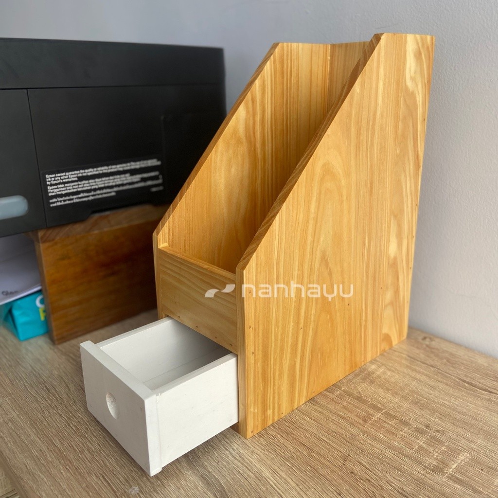 

ARFSHOP Nanhayu Box file - Rak file Kertas Binder Map Dengan 1 Laci Kayu