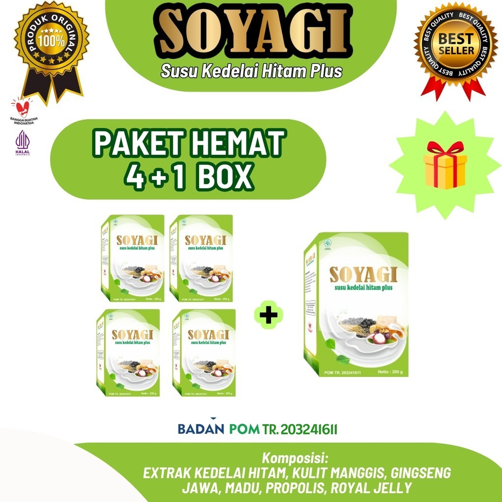 

Paket Hemat Soyagi 200gr susu kedelai hitam plus herbal