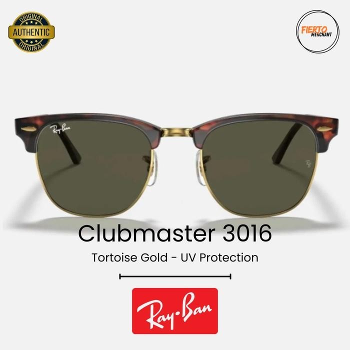 Kacamata Rayban Club Master/Clubmaster 3016 Ori/Original Tortoise Sunglasses Hitam Anti UV Protectio