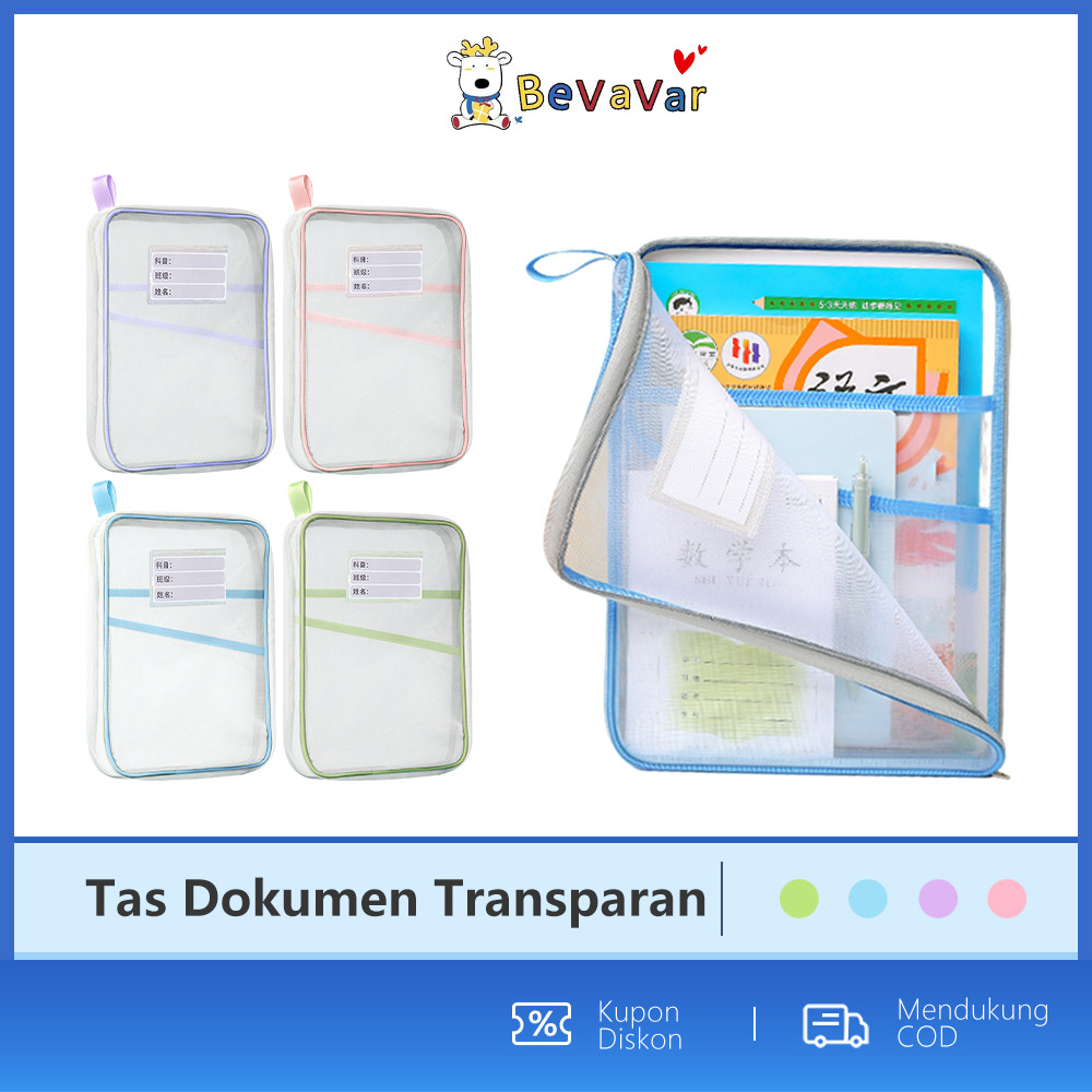 

​BEVAVAR​​ Tas Penyimpanan Dokumen Transparan 3 Lapis Portabel untuk Penyimpanan Kertas