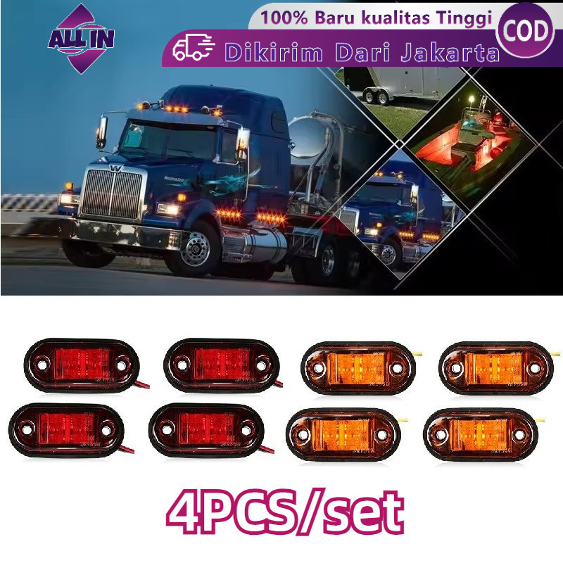 4buah Lampu Atret Mobil Truk Lampu Led Penanda Samping Truk Trailer Untuk Truk Lampu Peringatan