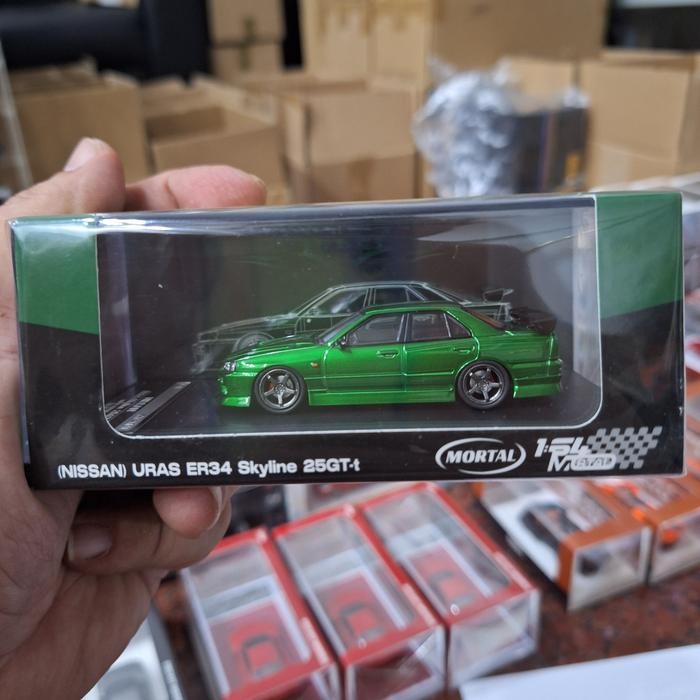 LP2155 Mortal Diecast Skala 64 Nissan ER34 25GT Turbo Uras Mettalic Green Edition