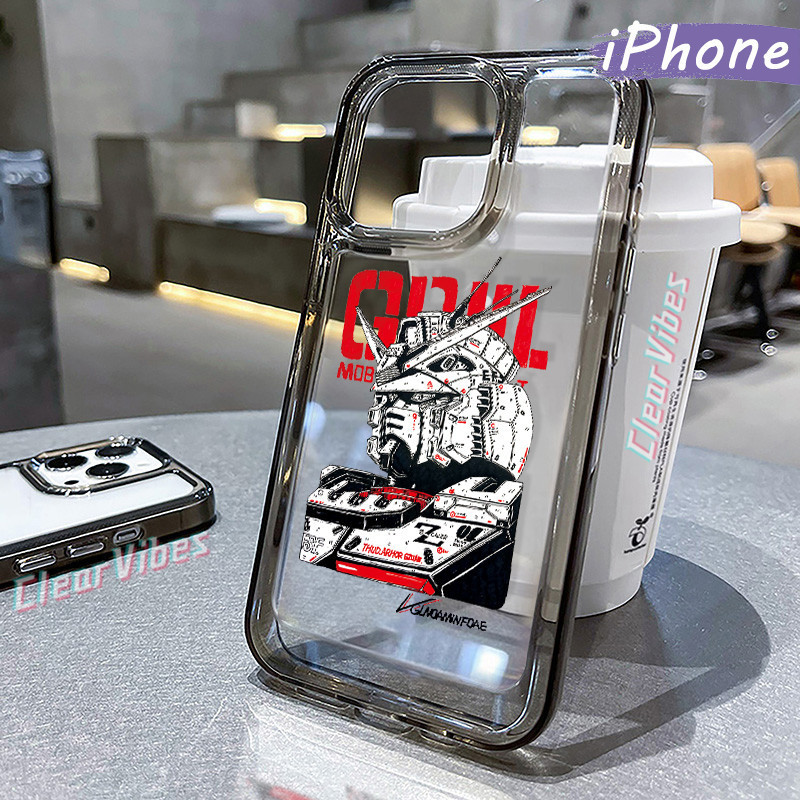 Tren Gundam Glossy PC HardCase iPhone 13 15 11 12 14 Pro Max XR X Xs Cowok Akrilik Casing hp 6/6s 7/