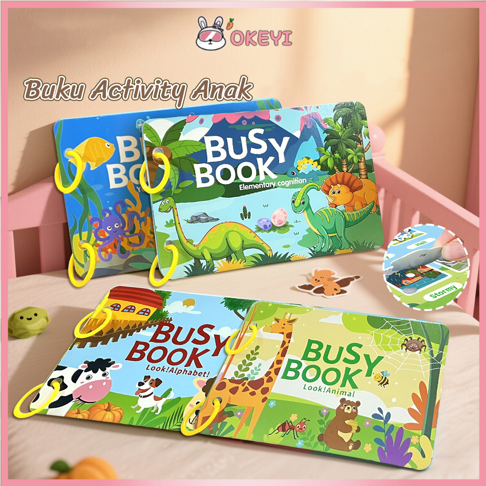 Okeyi 10 Halaman Buku Busy Book Quiet Book Velcro  Mainan Edukasi Anak Buku Aktivitas Anak Kids Montessorri Activity Book Education