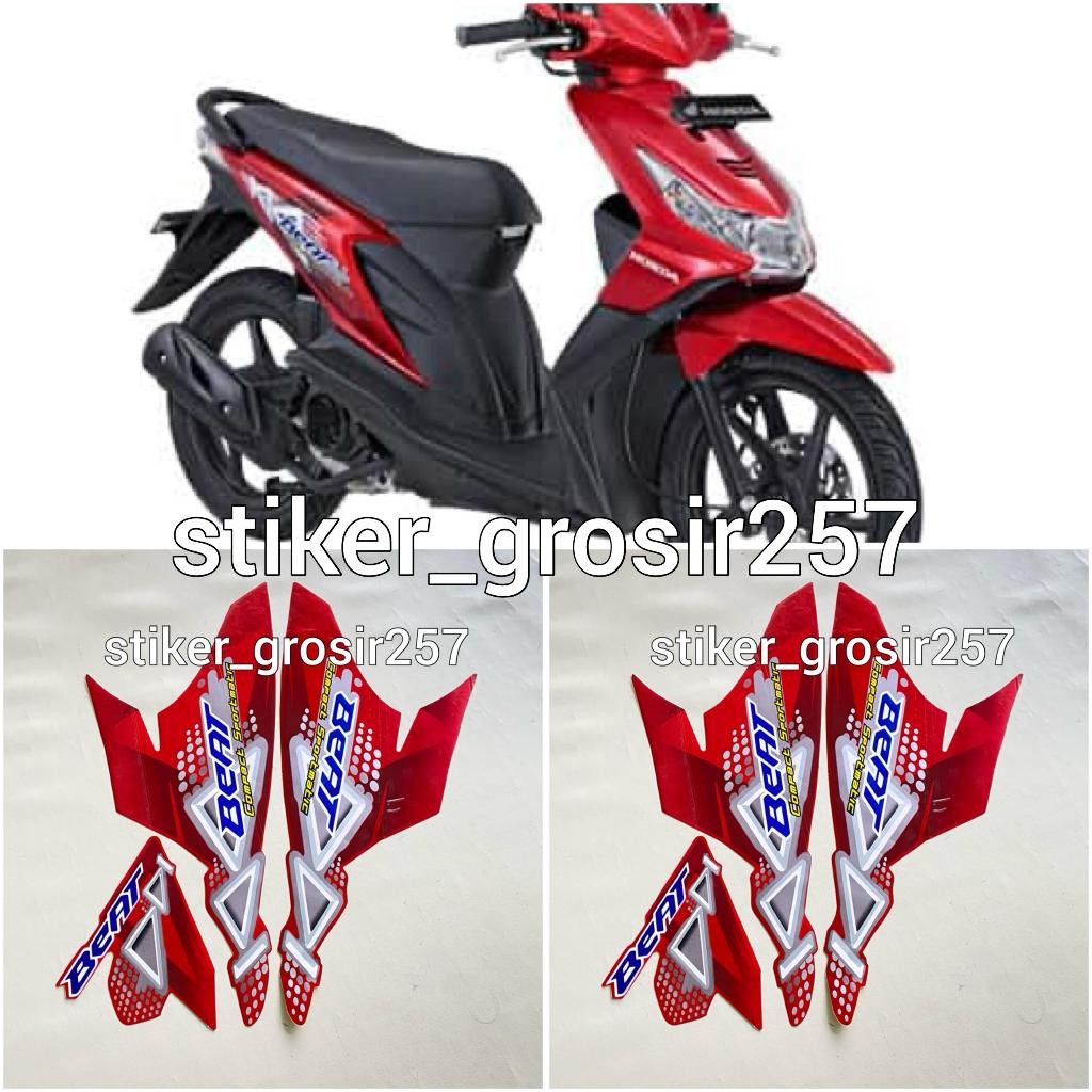 STIKER STRIPING LIS BODY MOTOR HONDA BEAT CARBU KARBU TAHUN 2010 2011 MERAH Termurah dan terlaris be