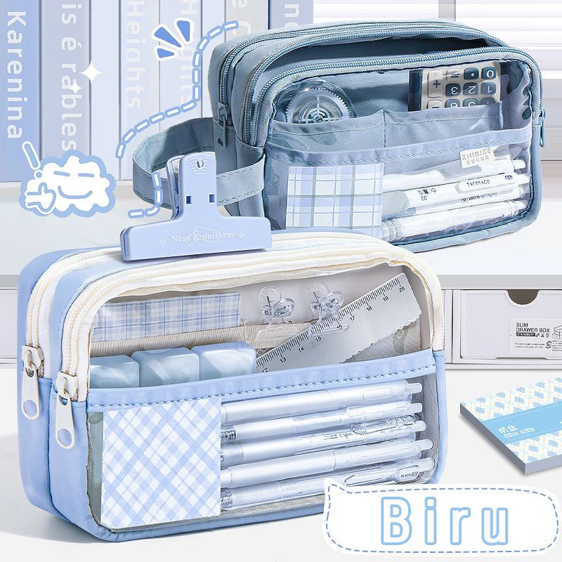 

Kotak Pensil Aesthetic Tempat Pensil Transparan Besar Bergaya Korea Pensil Case Tempat Penyimpanan Alat Tulis Sekolah Aesthetic Warna Biru Lucu