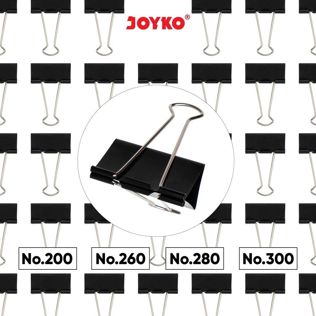 

Binder Clip Klip Penjepit Kertas Joyko Black NO.200 / NO.260 / NO.300 / NO.320