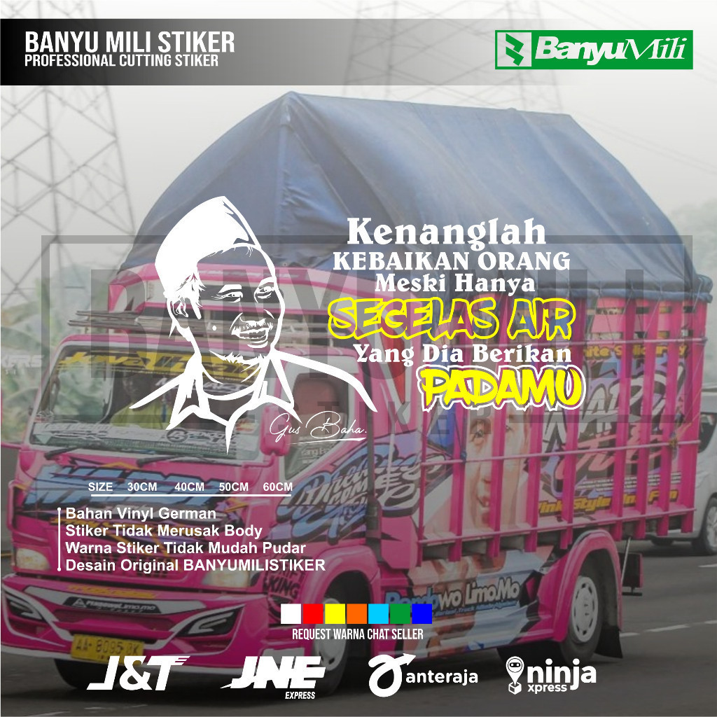 Stiker kaca gus baha cutting variasi kaca truk pickup mobil sticker kata kata gus baha