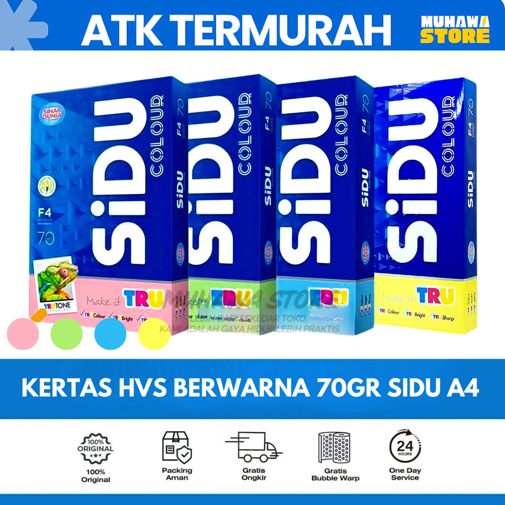 

SIDU Kertas HVS Berwarna A4 70gr Copier 1 Rim (500 Lembar) Kertas Hvs A4 Kertas Fotocopy