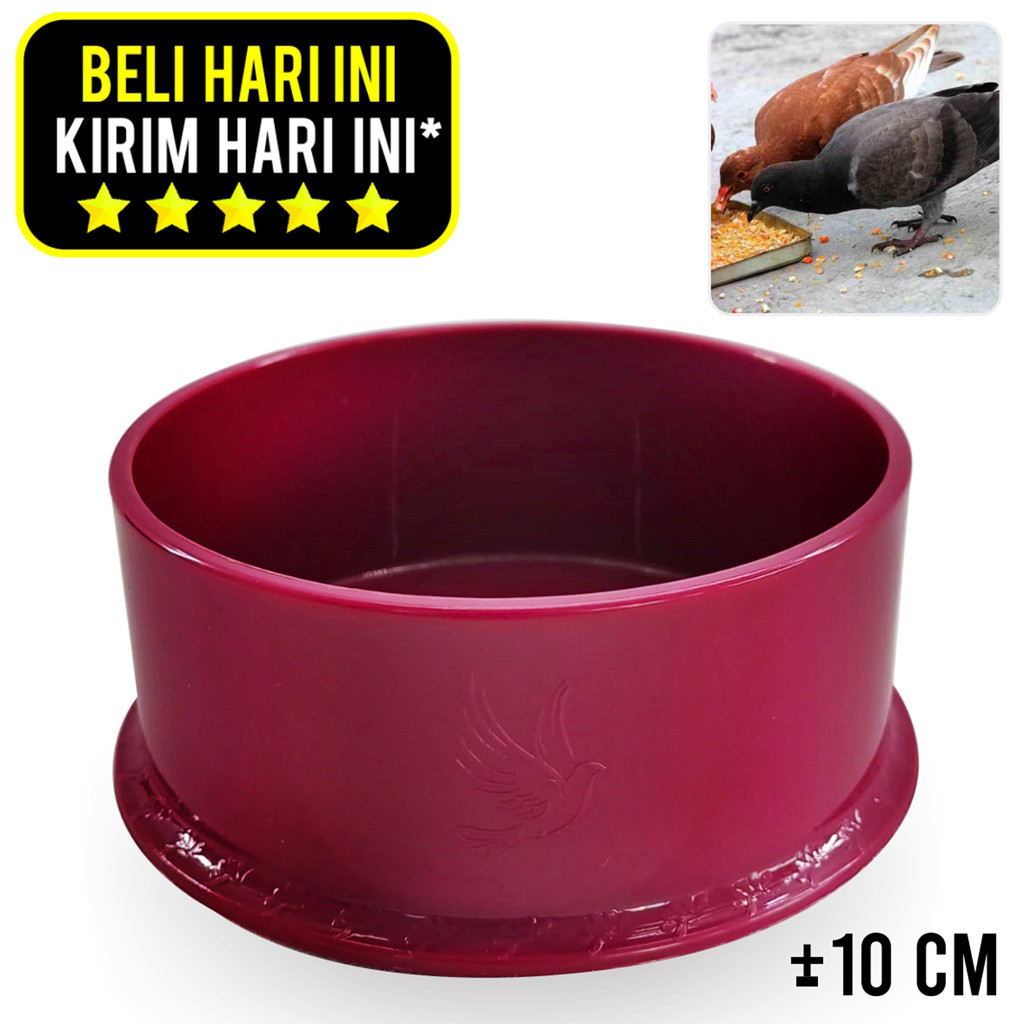 KICAU MART Tm Emboss Ukir Merpati Plastik Fiber Anti Pecah Cepuk Wadah Tempat Makan Minum Burung Mer