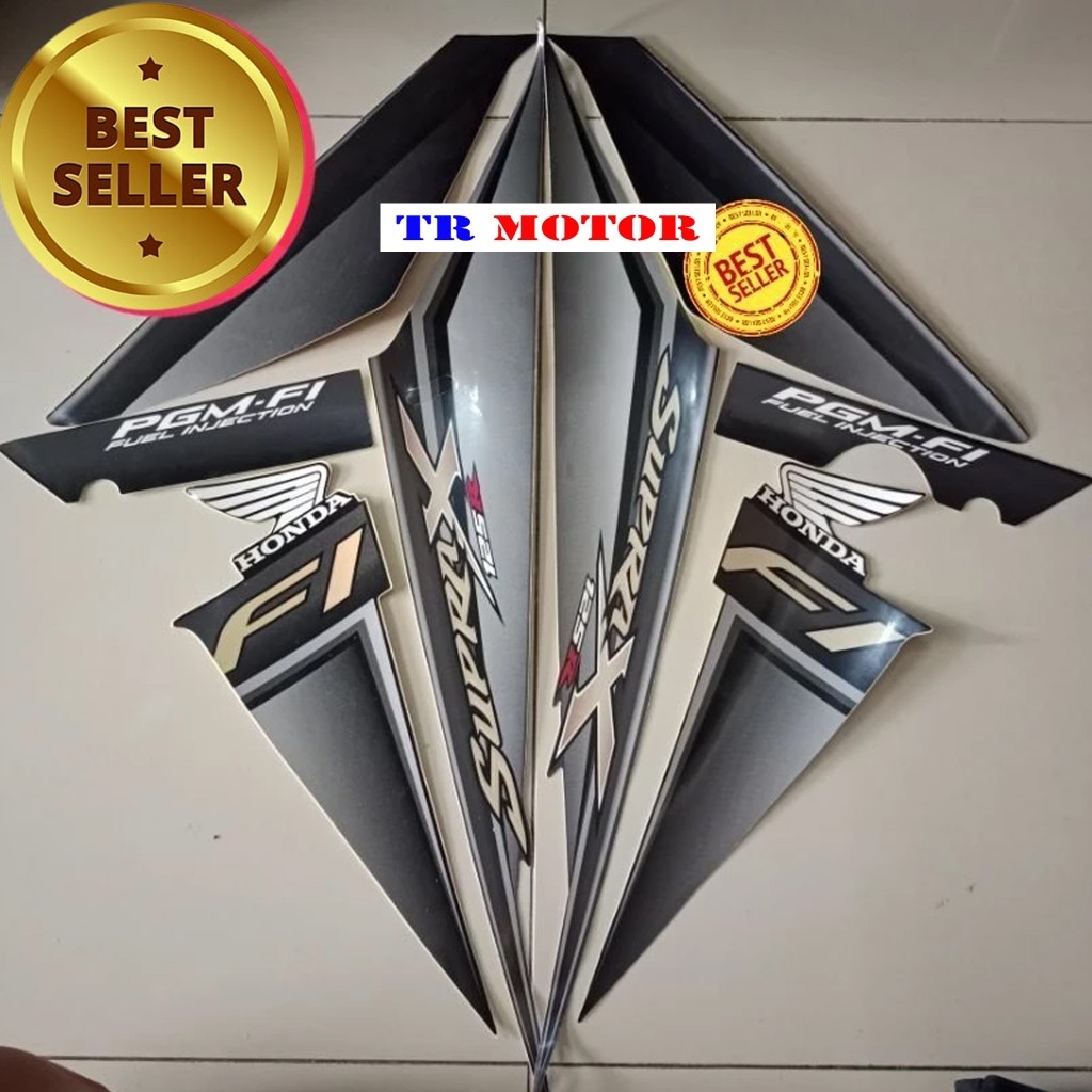 Striping Decal Polet Sticker honda supra x 125 r 2009 2010 pgm fi injeksi body abu hitam list body s