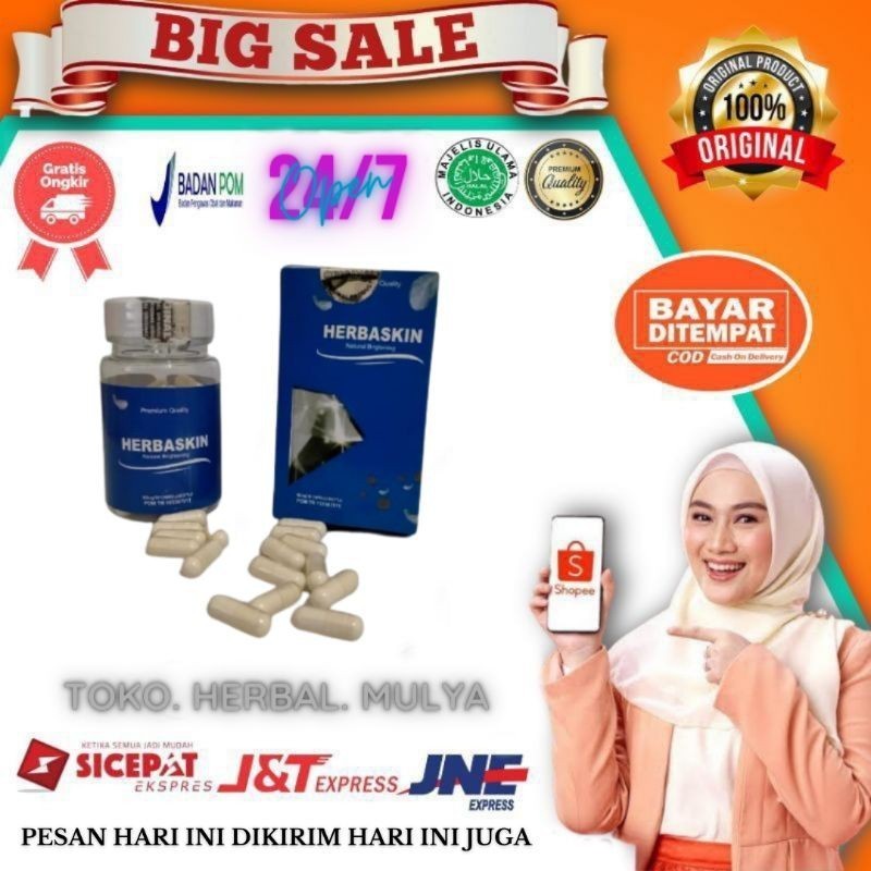[ HERBASKIN - Herbaskin Asli Kapsul Pemutih isi 50 Herbaskin Natural Brightening Suplemen(GRATIS ONG
