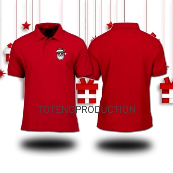 baju polo shirt kerah Natal Merry Christmas bisa pria atau wanita simple design