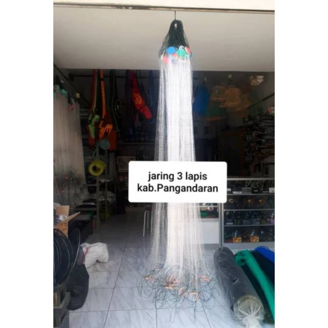 Jaring Ikan Siap pakai 3 Lapis Tinggi 1,5m Panjang 20m penangkap ikan
