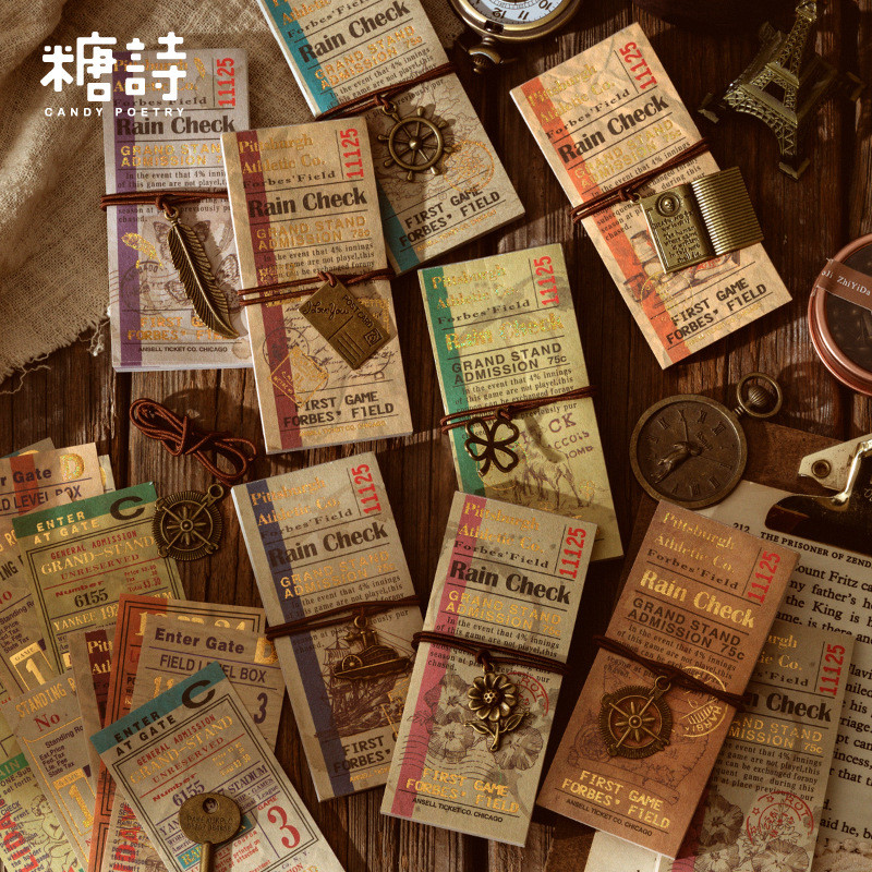 

50pcs/lot Memo Pads Material Paper bill traveller Gold Junk Journal Scrapbooking Cards Retro Background Decoration Paper