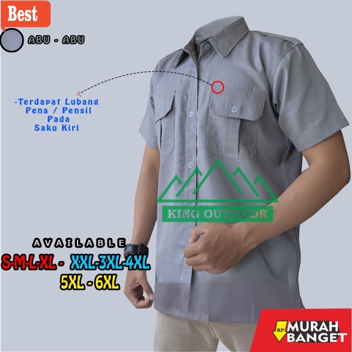 kemeja pendek pria keren KEMEJA CASUAL PRIA WANITA SIZE JUMBO (5XL-6XL) LENGAN PENDEK |BAJU PDH - AB