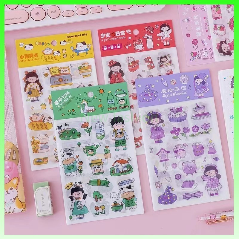 

Stiker Kartun DIY/Stiker Dekoratif Lucu Buku Harian Notepad-4 Lembar