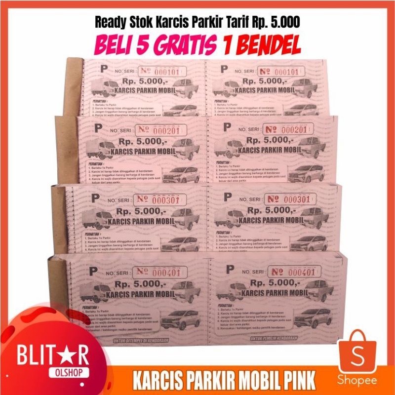 

Cetak Karcis Parkir Mobil Tarif 5 Ribu Kertas Warna Best Seller Murah