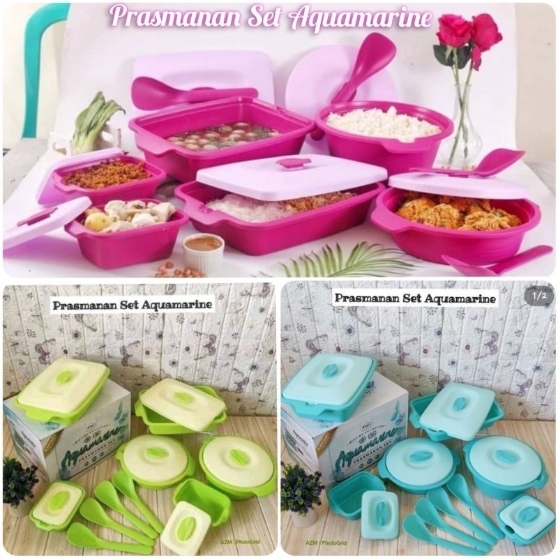 JU53YI prasmanan aquamarine set KWBO + 4 sendok prasmanan set plastik