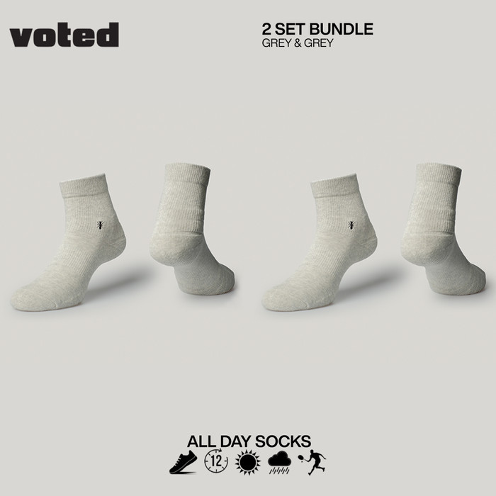 Voted Socks Kaos Kaki Essential Ankle Monokrom Bundling - BLACK WHITE, L