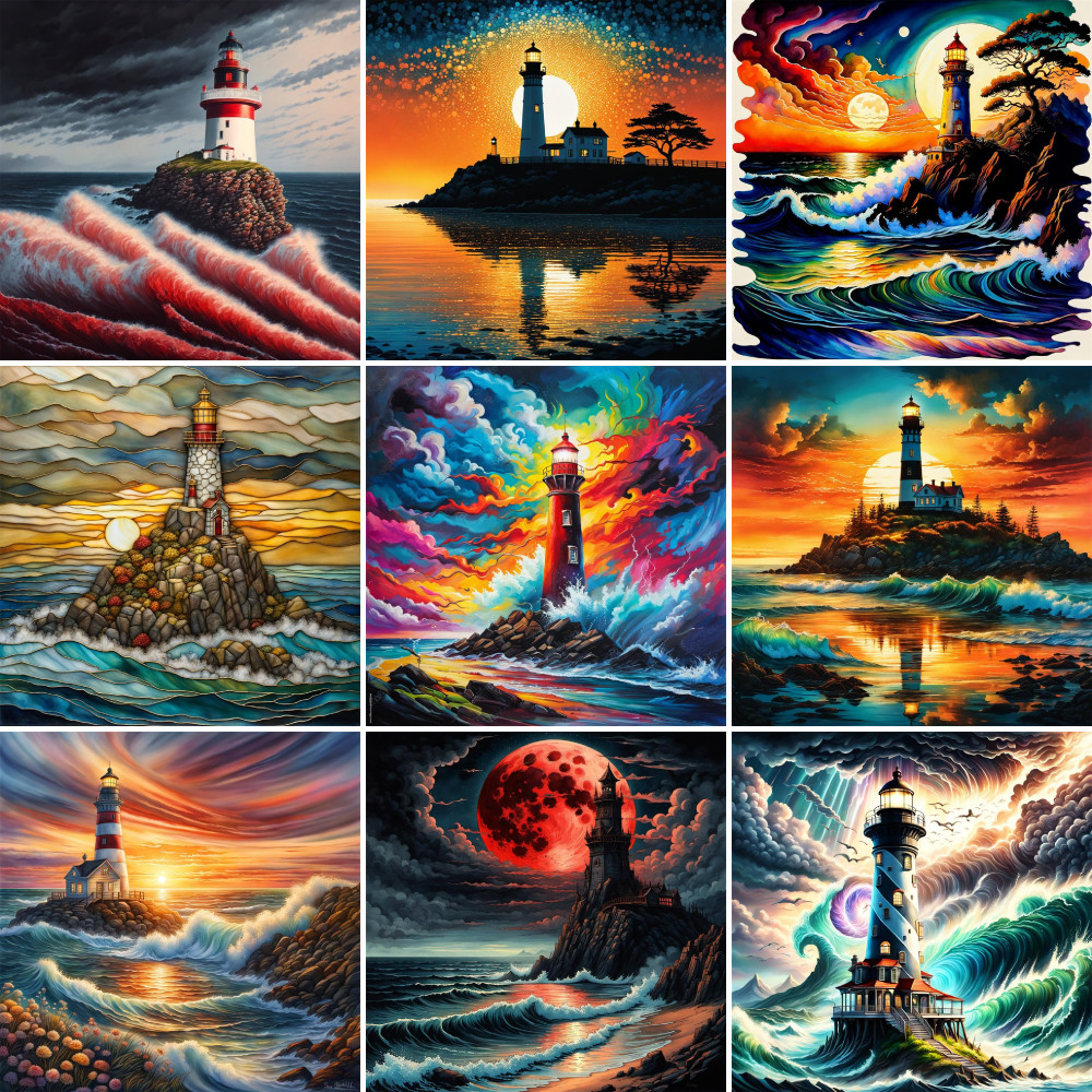 

Landscape Lighthouse Paint Number Paintings Art Craft Kits For Adults Home Decoration Personalized Gift Ideas Wholesale HOT