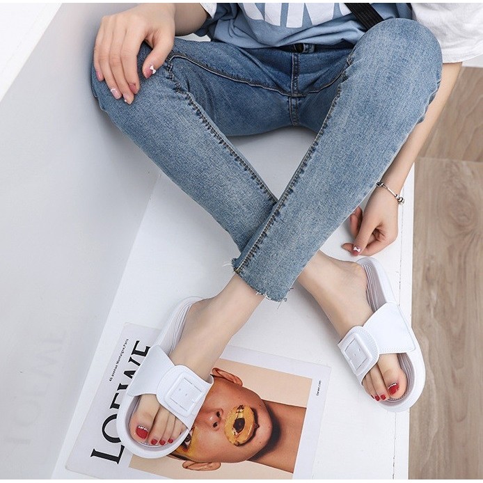 MALL586- [besty_mart3] SH33 Sandal Wanita Korea Gesper Empuk Keren Women Shoes - white, 38/39