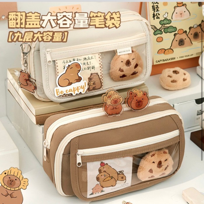 

Kotak Pensil Boneka Bulu Lucu CAPYBARA SET + PLUSHIE Edition Gwiyeo Pencil Case Stationery Bag Kawaii Doll