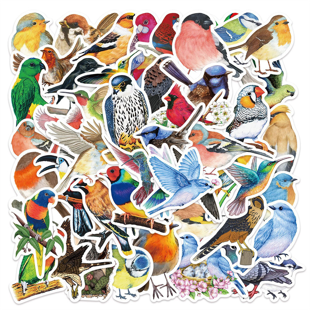 

50pcs Aesthetic Bird Stickers For Stationery Ipad Laptop Scrapbook Car Craft Supplies DIY Kids Sticker Scrapbooking Material