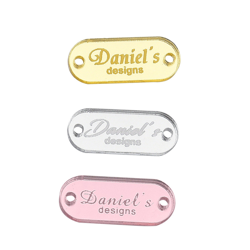 

Personalized Engraved Acrylic Clothing Labels Handmade Brand Tags Knitting Knitted Labels Name Custom Garment Accessories FZFL06